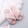 Warm Crossed Faux Fur Indoor Slippers Wholesales Women Stitched Fuzzy Outdoor Ladies Faux Fur Bedroom Fur Slippers for Women
