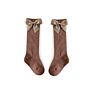 We Are Little Princess Big Bow-Not Hollow Jacquard with Morandi Color Little Baby Girl Mid-Calf Crew Boot Socks