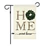 Welcome Series Green Leaf Ring Home Sweet Home Pattern Sublimation Garden Flag