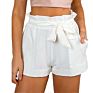 Women Bowknot Tie High Waist Casual Shorts A-Line Shorts with Pockets