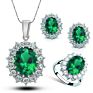 Women Fine Jewelry Multi Colors Crystal Blue Cubic Zircon Pendant Necklace Jewelry Sets