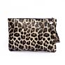 Women Leather Leopard Print Large Envelope Clutch Bags with Bangle Ladies Tote Handbags Evening Clutches