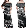 Women Maxi Dress Polynesian Hibiscus African Tribal Grey Pattern Dress Maxi Women Size plus Dress Night Women Wear