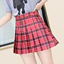 Women Plaid Skirt High Waist Stitching Student Pleated Skirts Cute Sweet Girls Dance Mini Skirt