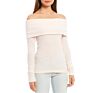 Women Snow Bunny Long Sleeve Off-The-Shoulder Knit Pull- on Top Blouse Top Female