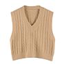 Women Solid Color Vest Sweater Casual V Neck Sleeveless Autumn Knitted Pullover Korean Style Pullover Loose Tops