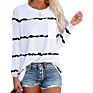 Women Style Tops Striped O-Neck T Shirt Splicing Long Sleeve Top Female Loose Tee Shirts