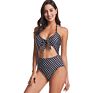 Women's One Piece Swimsuit Cutout Halter Lace up Polka Tummy Control Twist Bathing Suit