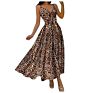 Women's Polyester Skirt Dress V-Neck Dress Printed Stitching Strap for Femme Mujer Female