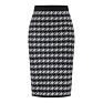 Women's Ribbed Knit Stretch High Waist Bag Hip Pencil Skirt Leopard Print Split One-Step Skirt