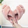 Women's Soft Plush Lightweight House Slippers Non Slip Cross Band Slip on Open Toe Cozy Fur Slides Slippers