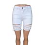 Yp-201 Women Denim Jeanswear Club Party Skinny Pencil Black Ripped Capri Pants White Distressed Capris Female