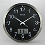 14 Inch Mental Wall Clock with Digital Readout for Month, Date, Day and Room Temperature