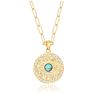 18K Gold Moon Star Lion Pendant Necklace Medallion Oval Link Chain Choker Layering Jewelry for Women Girls
