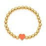 18K Real Gold Plated 6Mm Brass round Beads Personalized Diy Enamel Heart Charm Bracelet for Women Girls