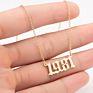 1980- Birth Year Number Stainless Steel Pendant Necklace for Women and Men