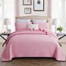 3 Pcs Machine Washable American Style Solid Color Embroidery Cotton Quilts Bedding Sets Quilt for , Own Use