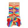 3Pcs/Set Grosgrain Ribbon Hair Bow Attractive Striped Hairgrip Gradient Rainbow Girls Hair Clips Set for Baby Girl