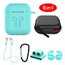6 In-1 Protective Case for Airpods 1 2 Headphone Storage Box Lanyard Carabiner Silicone Cover for Air Pods 2 Case Ear Cap
