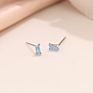 sterling silver Quality colorful zircon rectangle mini earrings stud