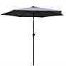 9Ft Garden Outdoor Manual Tilt round Patio Umbrella, Black and White Stripe Fabric