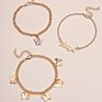 Acrylic Butterfly Pendant Anklet Bracelet Gold Letter Pink Anklet 3-Piece Set Women Jewelry