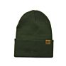 Acrylic Knitted Men Cuffed Plain Beanie Hat with Leather Patch Label
