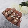 Adjustable Gold Silver Plated Evil Eye Flower Leaf Rings Sets All Fingers Ring Set for Women