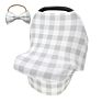 All in 1 Breastfeeding Covers Baby Bow Headband Set Elastic Baby Car Seat Cover Mom Nursing Cover