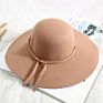 Allch Rts Polyester Women Fedora Wide Brim Camel Color Felt Floppy Hat