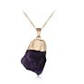 American Irregular Natural Stone Pendants for Making Necklace Simple Gold Plated Amethyst Rough Stone Crystal Necklace