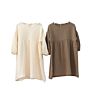 Australia Korean Ins Kids Girls Dresses Spring Autumn Long Sleeve Plain Cotton Linen Dress Girls