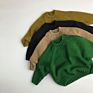 Autumn and Children's Thick Green Thick Knitting Simple Solid Color Pullover round Neck Kid's Sweater