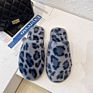 Autumn and Style Flat-Bottomed Fashionable Baotou Furry Slippers Female Leopard Print Cotton Slippers