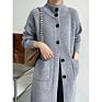 Autumn Braiding Knitting Stand Collar Retro Long Cardigans for Women Lady's Sweaters