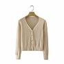 Autumn Korean Version V-Neck Solid Color Top Split Color Ladies Jersey Sweater Vintage
