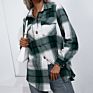 Autumn Long Sleeve Thick Shacket Plaid Shirt Jackets Coat