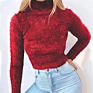 Autumn White Outfits Turtleneck Ladies Black Crop Top Women Long Sleeve Sweater