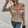 Autumn Women Wear European and American Knit Sweater Wooden Ear Button Sweater Women's