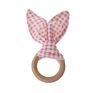 Baby Boy Bunny Ear Teether Safe Organic Wood Teething Ring Baby Teething Toys