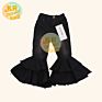 Baby Girls Denim Pants Double Ruffles Bell Bottoms Bleach Trousers Kids Flared Pants