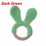 Baby Teether Bunny Ear Crochet Wooden Ring Safe Organic Wood Teething Rattle Toy Pacifier Clip Holder Wood Ring