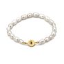 Baroque Freshwater Pearl Beads Cz Evil Eyes Charm Bracelet Gold Plating Full Zirconia Hand Eyes Pearl Bracelet