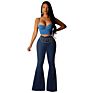 Bell Bottom Stretch Jeans High Waist Button Slim Women Jeans Flare Pants