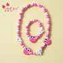 Belleworld Handmade Kids Girl Jewelry Candy Color Cartoon Unicorn Wooden Bead Necklace Bracelet Set for Party