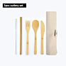 Biodegradable Bamboo Fiber Tableware Sets Spoon Fork Knife Straw Chopsticks Reusable Bamboo Fiber Cutlery Set