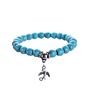 Bird Owl Elephant Pendant Simulated Turquoise Beaded Bracelet Cross Charm Natural Turkey Turquoise Stone Bracelet