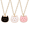 Birthday Friendship Gift for Girls Women Cute Animal Jewelry Friend Pink Black White Enamel Cat Pendant Necklace