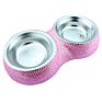 Bling Bling Crystal Rhinestones Metal Stainless Steel Pet Bowl