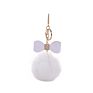 Bm1110 Purple Bow Rhinestone Pom Pom Keychain Fluffy Ball Key Chain Faux Fur Ball Keyrings for Girls Women